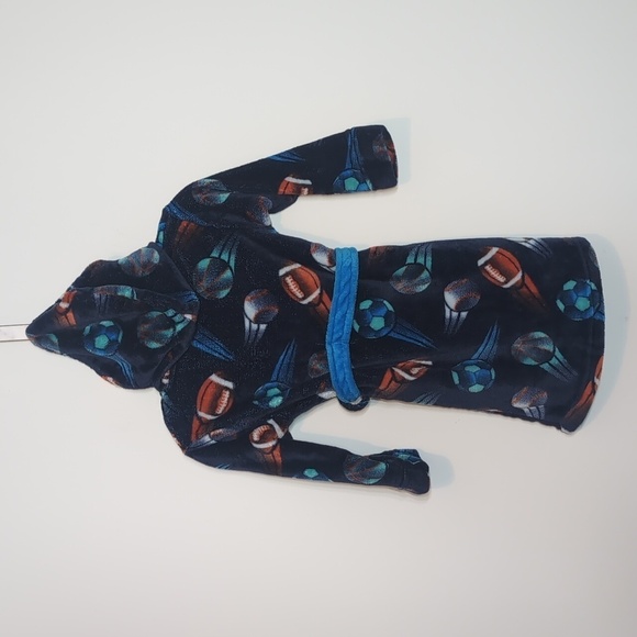 Cuddl Duds Hooded Cozy Robe Sports Balls Print - Picture 4 of 4